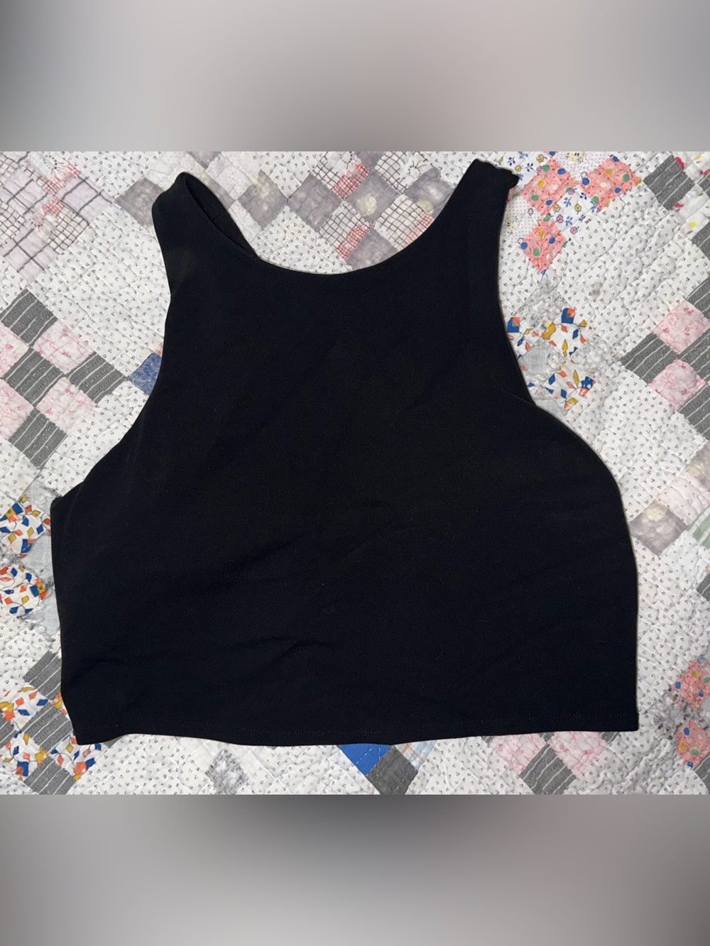 Athleta Black High-Neck Crop Sports Bra